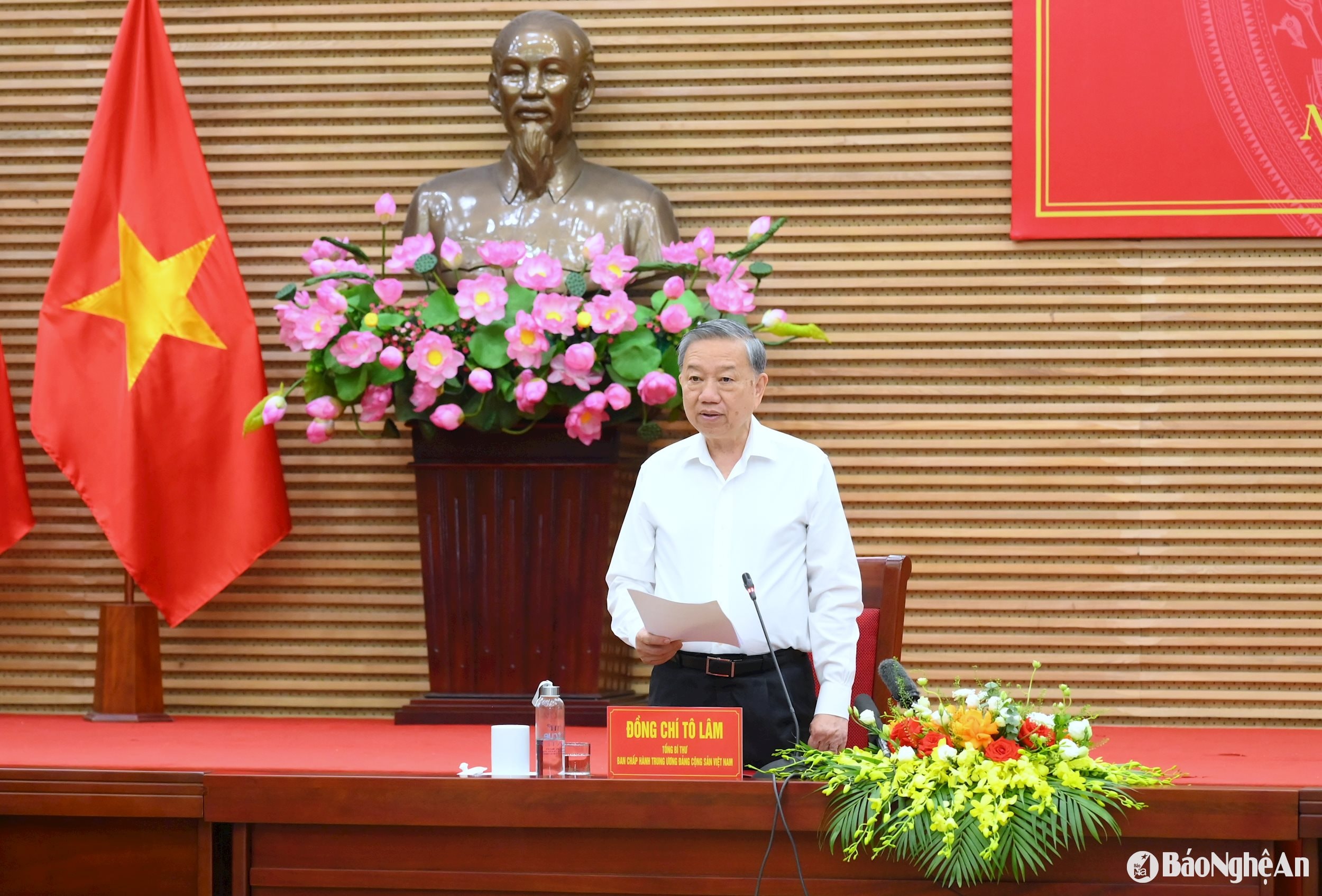 Đồng chí Tổng Bí thư Tô Lâm phát biểu tại cuộc làm việc. Ảnh: Thành Cường