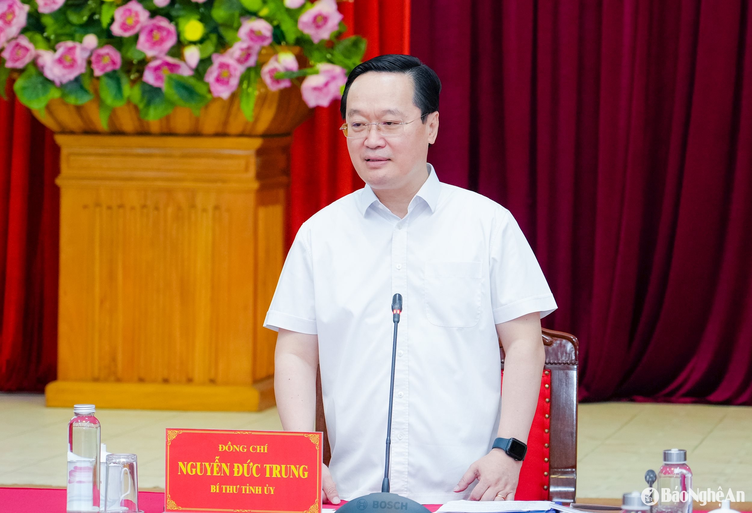 Đồng chí Nguyễn Đức Trung - Bí thư Tỉnh ủy, Trưởng Ban Chỉ đạo tỉnh kết luận cuộc họp. Ảnh: Phạm Bằng
